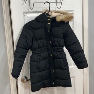 Old Navy Girls mid length puffer coat with hood.